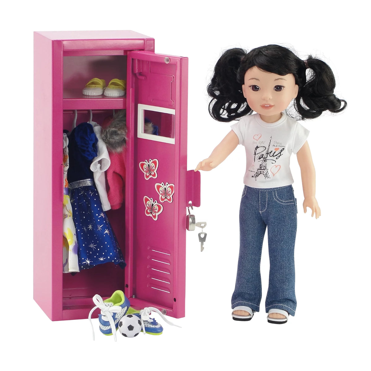 14 Inch Doll Furniture Locker Storage Accessory with Lock and Key F9829