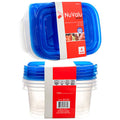 Plastic Container Rectangular 24oz 4pcs with Blue Lid Pack of 24 M558