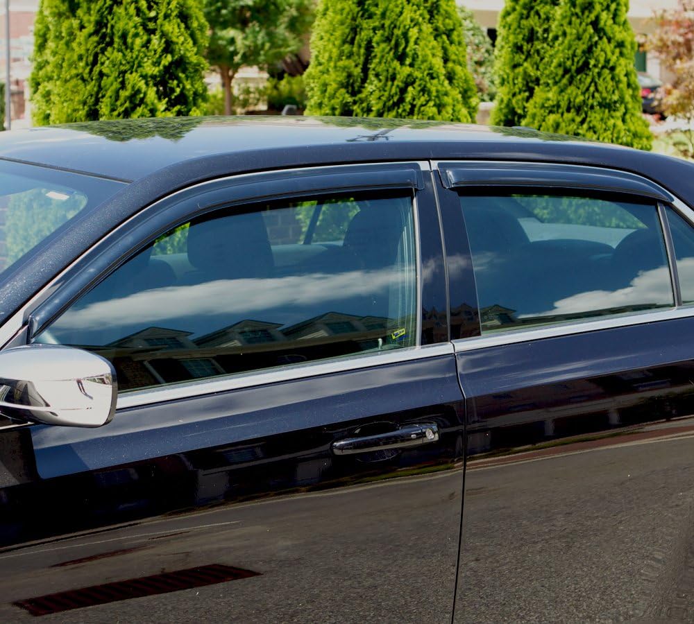 Dark Smoke 4-Piece Side Window Deflector for Ford F-150 Crew Cab D750151