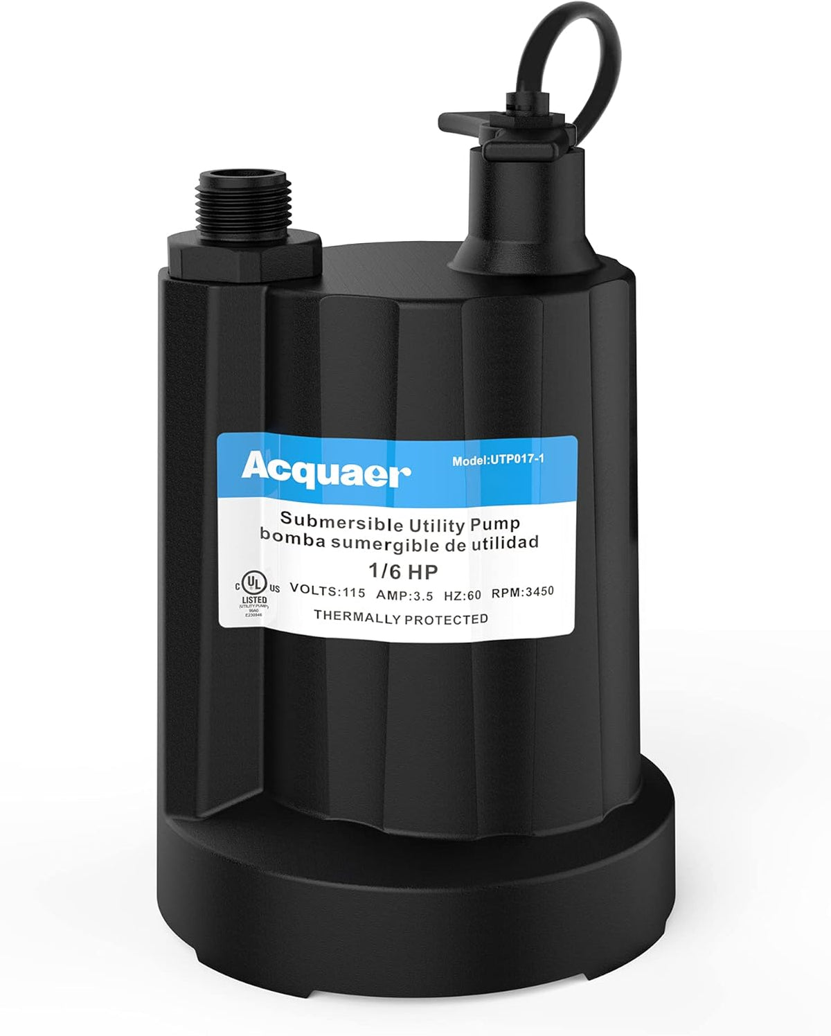 Submersible Water Pump 1/6 HP Thermoplastic Utility Pump 1750GPH with 10 ft Cord Pack of 2 D9899