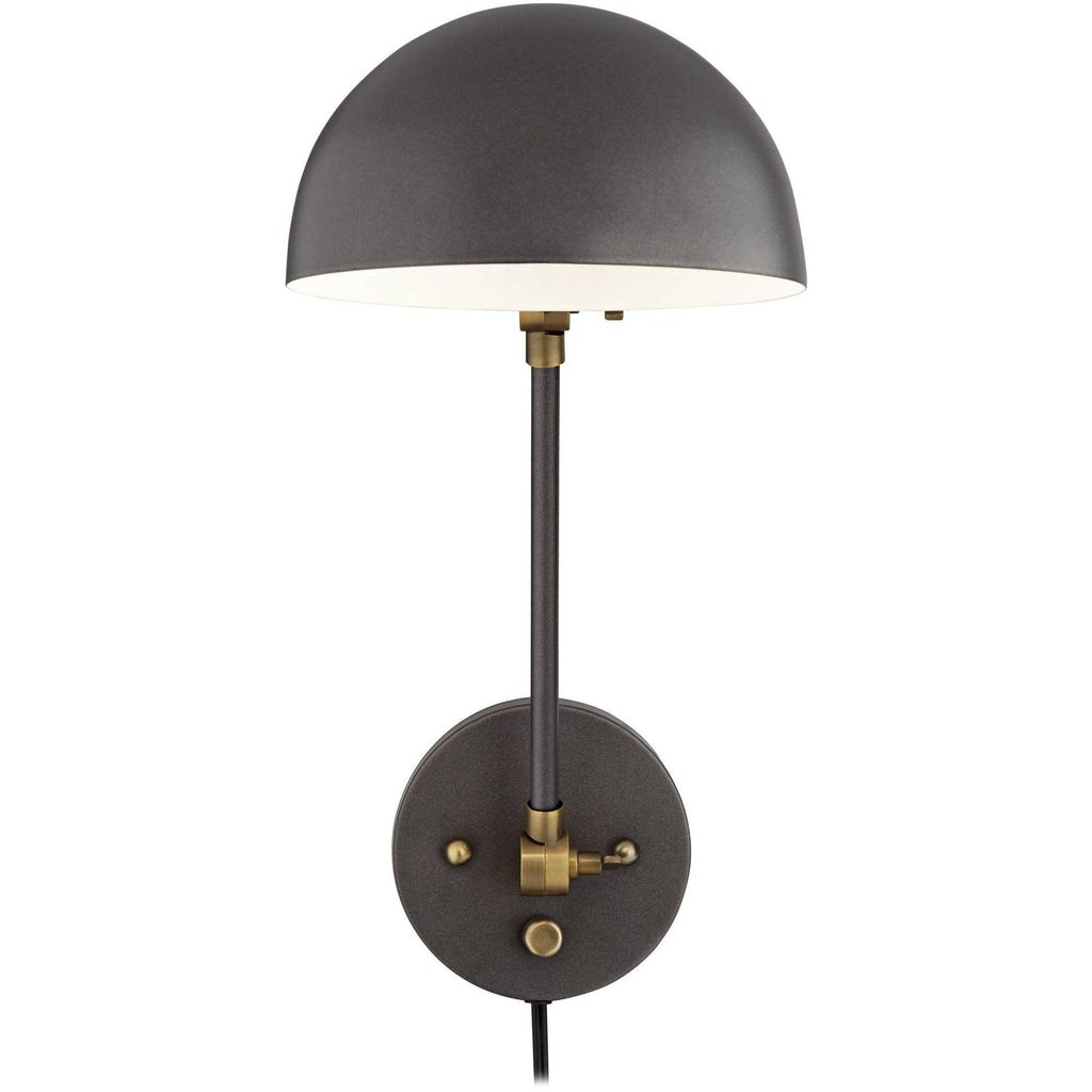 Industrial Swing Arm Wall Lamp Gunmetal Brass Plug-In Light Fixture Adjustable F875