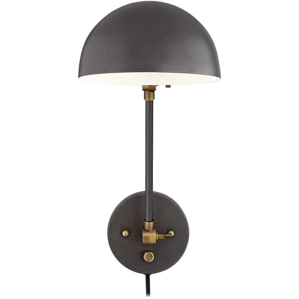 Industrial Swing Arm Wall Lamp Gunmetal Brass Plug-In Light Fixture Adjustable F875