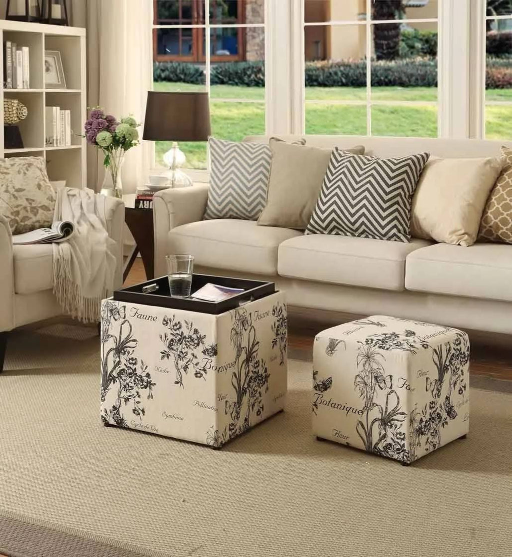 Botanical Print Ottoman V5915