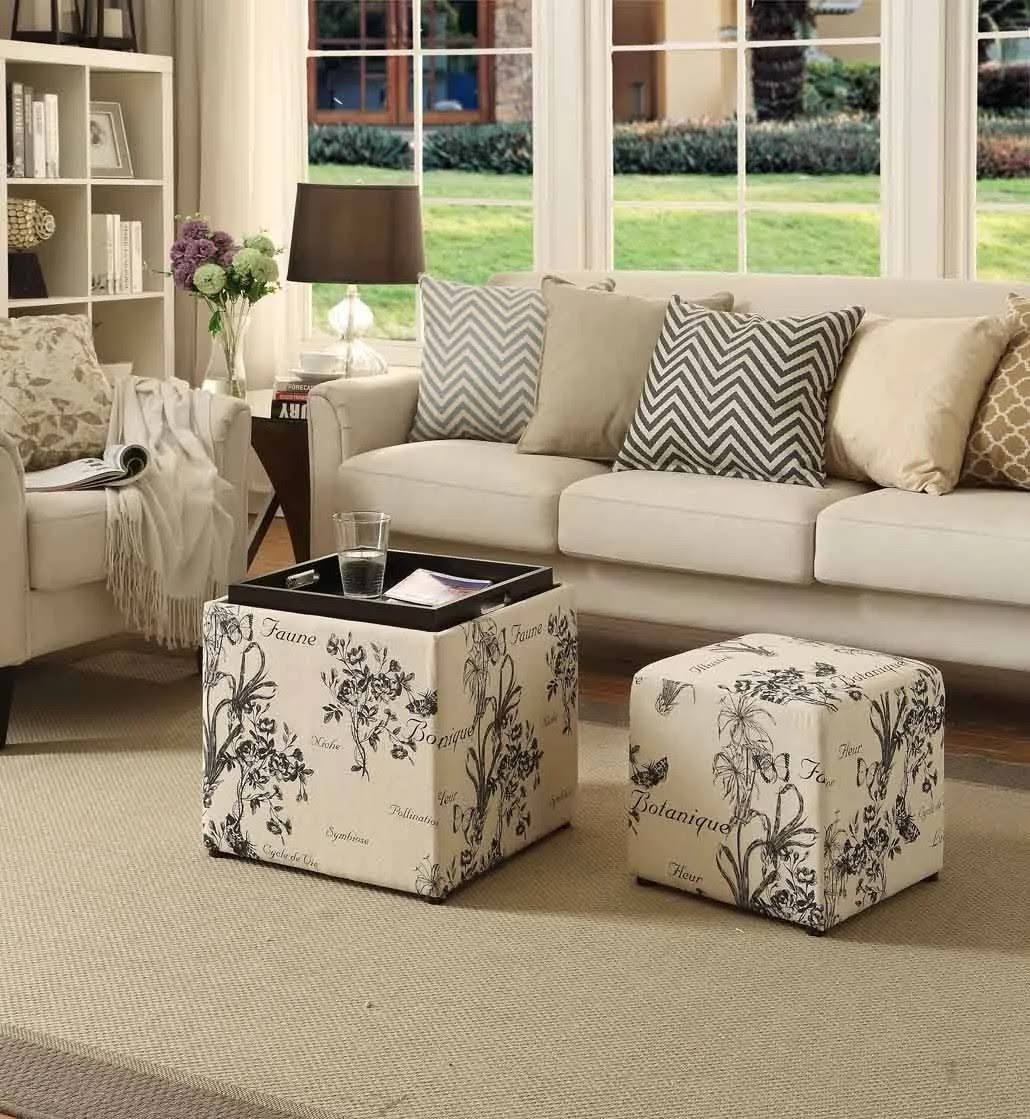 Botanical Print Ottoman V5915