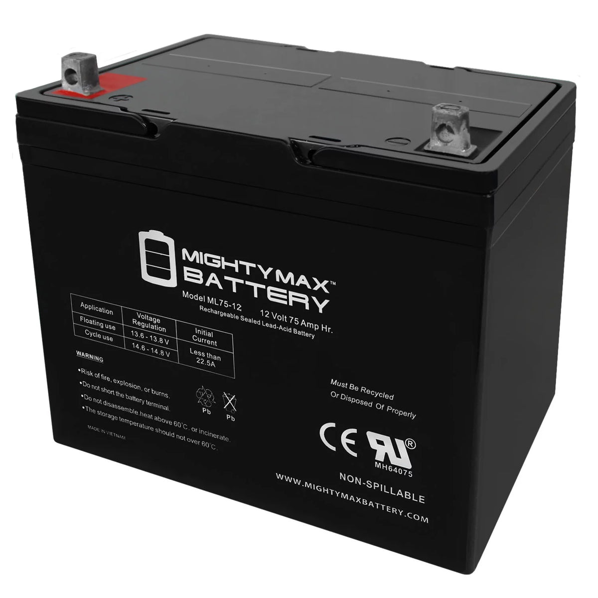12V 75Ah SLA Battery Y806