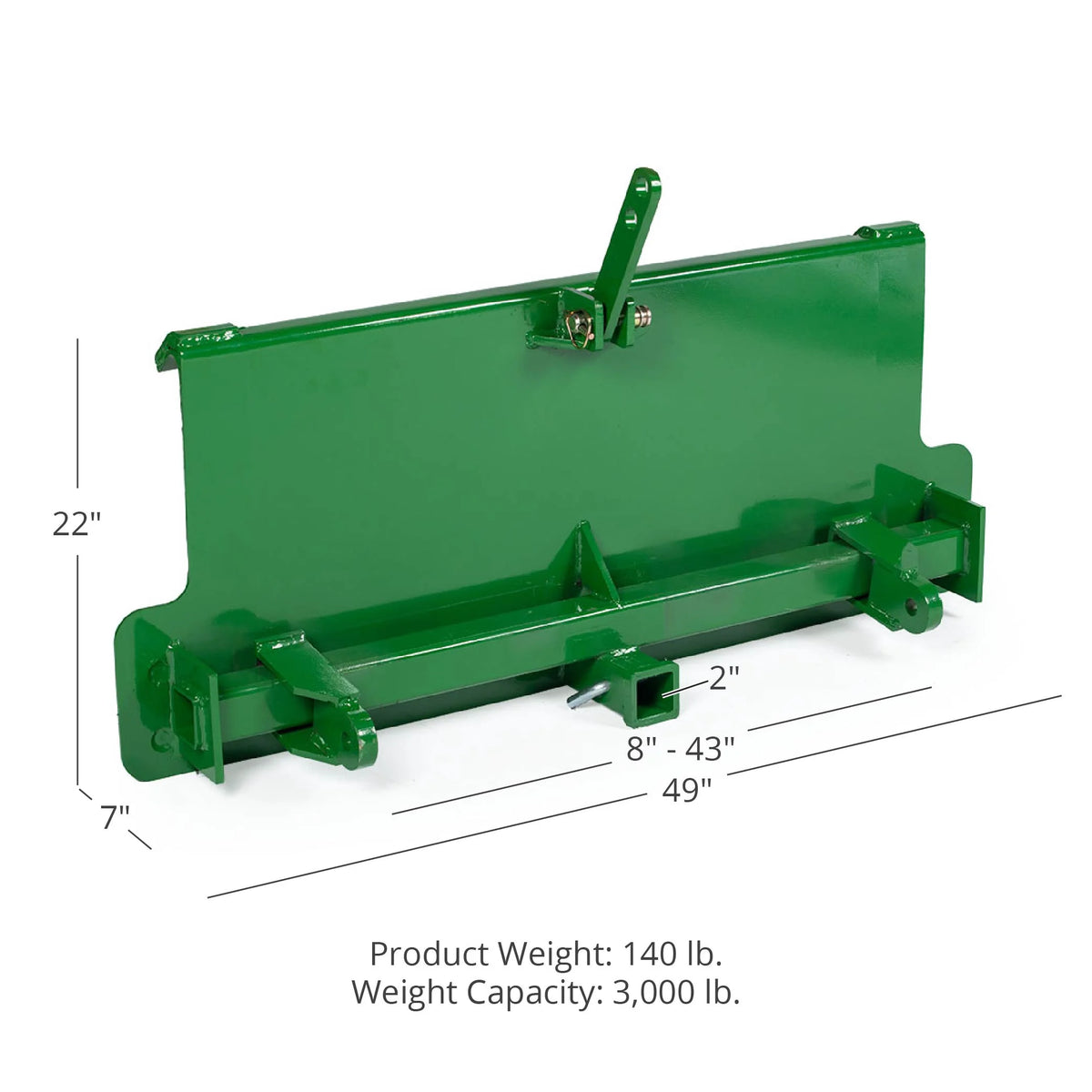 3 Point Attachment Adapter with 2" Receiver Hitch T7252