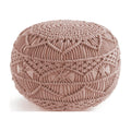 Dusty Pink Hand Knitted Macrame Pouf Ottoman O859157