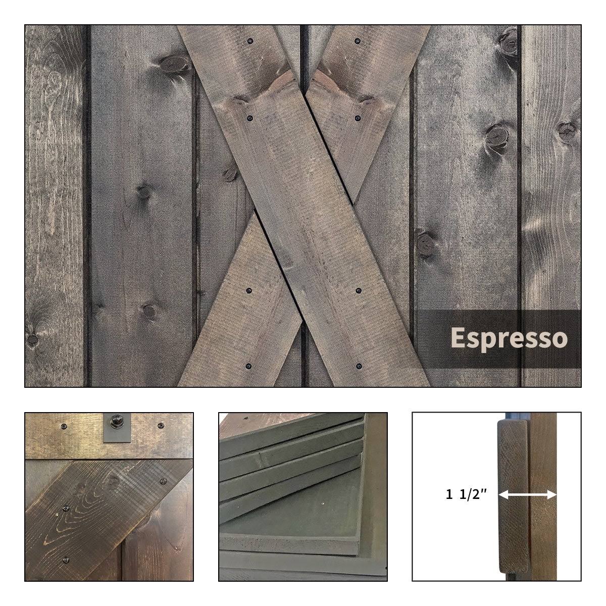 Dark Walnut Paneled Wood Barn Door with Installation Hardware Kit A8760