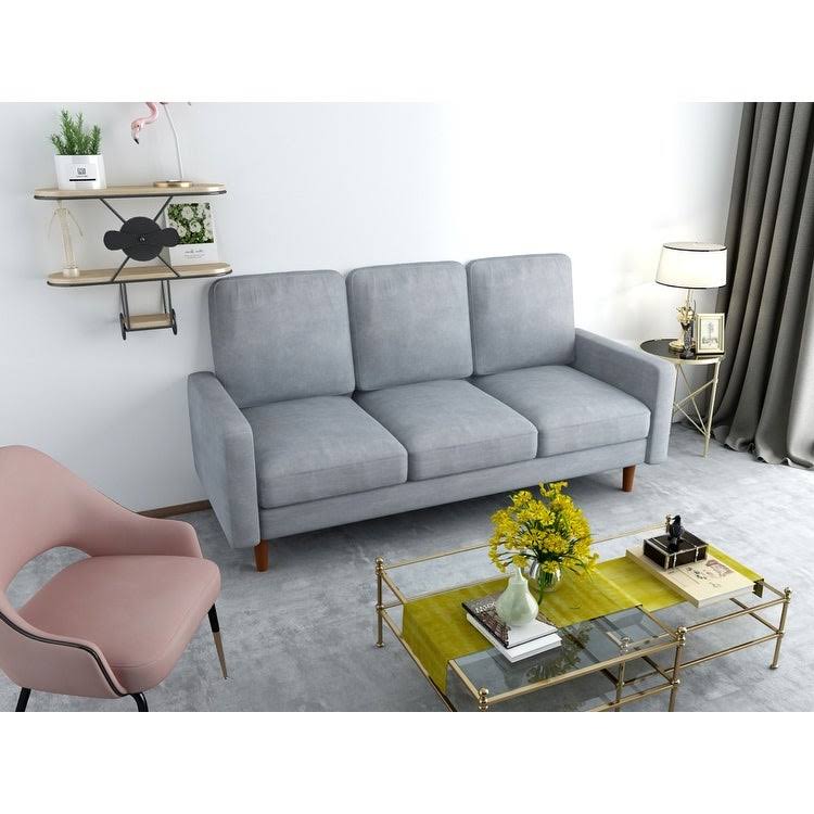 Grey Velvet Square Arm Sofa J92485