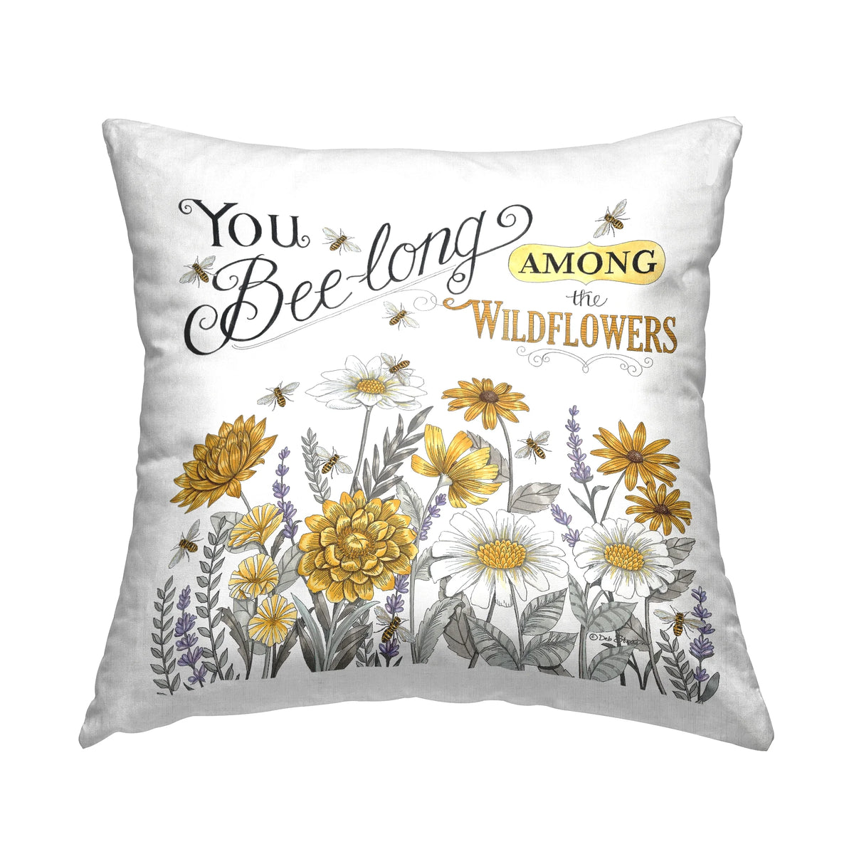 Wildflowers Honey Bee Blossoms Throw Pillow T254