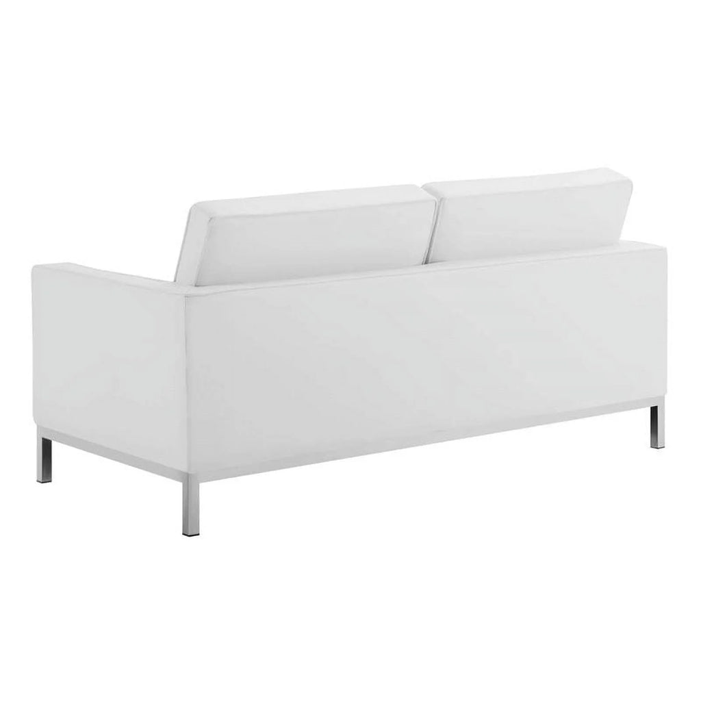 White Faux Leather Tufted Loveseat Y819270