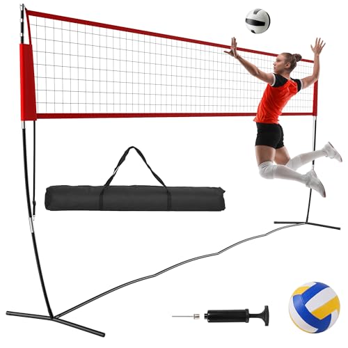 Portable Volleyball Training Net with Adjustable Heights E10381