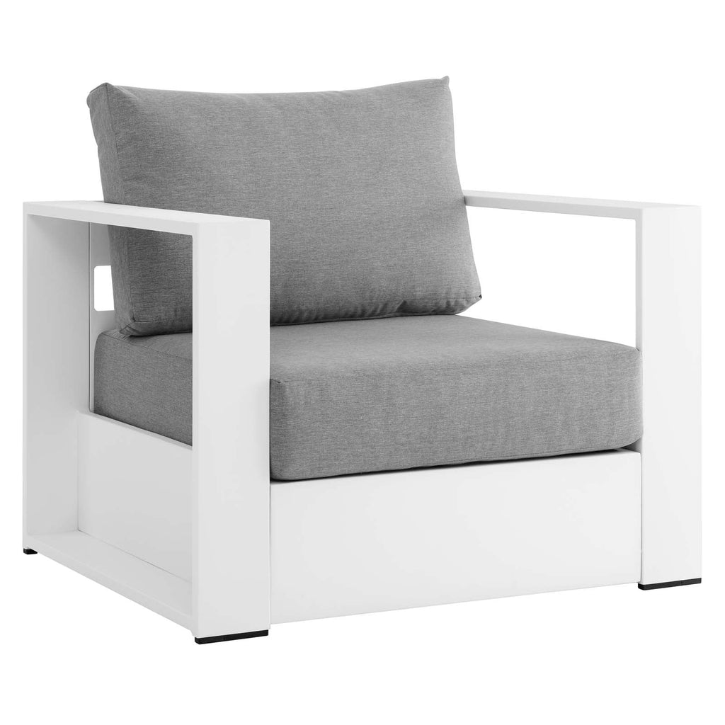 Gray/White Fabric & Aluminum Outdoor Armchair (Set of 2) F347