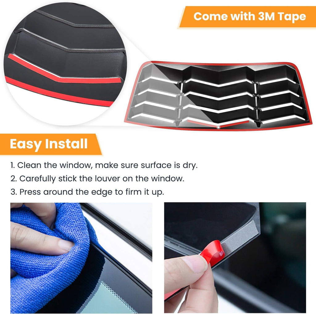 Rear Window Louver Windshield Sun Shade Cover for Dodge Challenger Custom Fit ABS Matte Black U276039