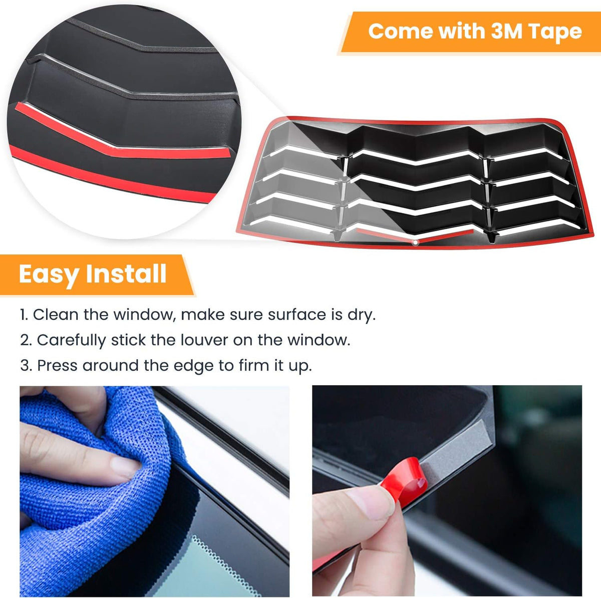 Rear Window Louver Windshield Sun Shade Cover for Dodge Challenger Custom Fit ABS Matte Black U276039