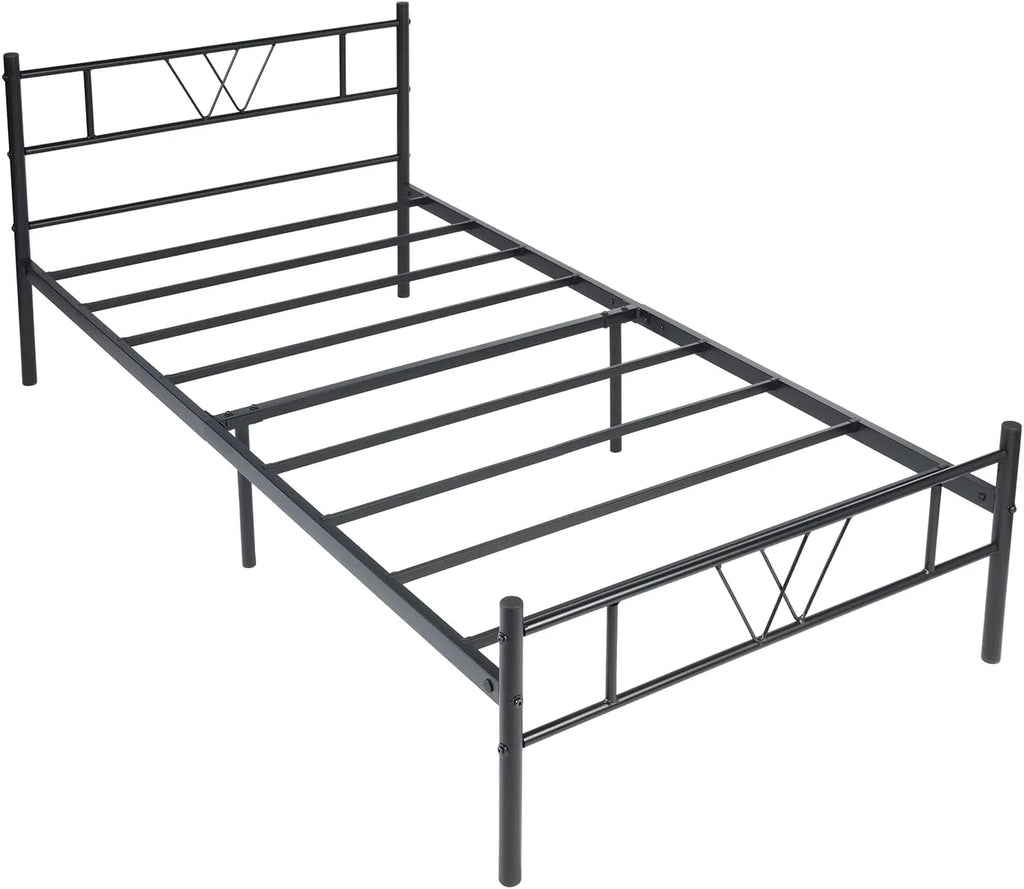 Twin Size Metal Platform Bed Frame with Headboard and Footboard K21273