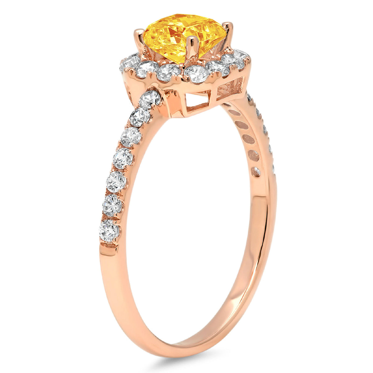 18k Rose Gold Citrine Halo Ring A152511