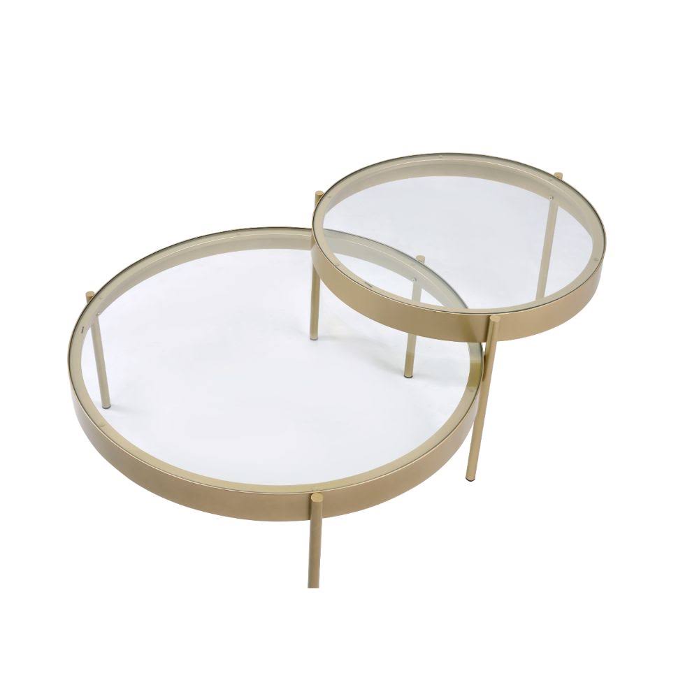 Clear Glass Gold 2pc Nesting Tables W53968