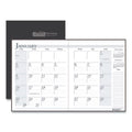 Recycled Ruled 14-Month Planner with Leatherette Cover, Black U949170