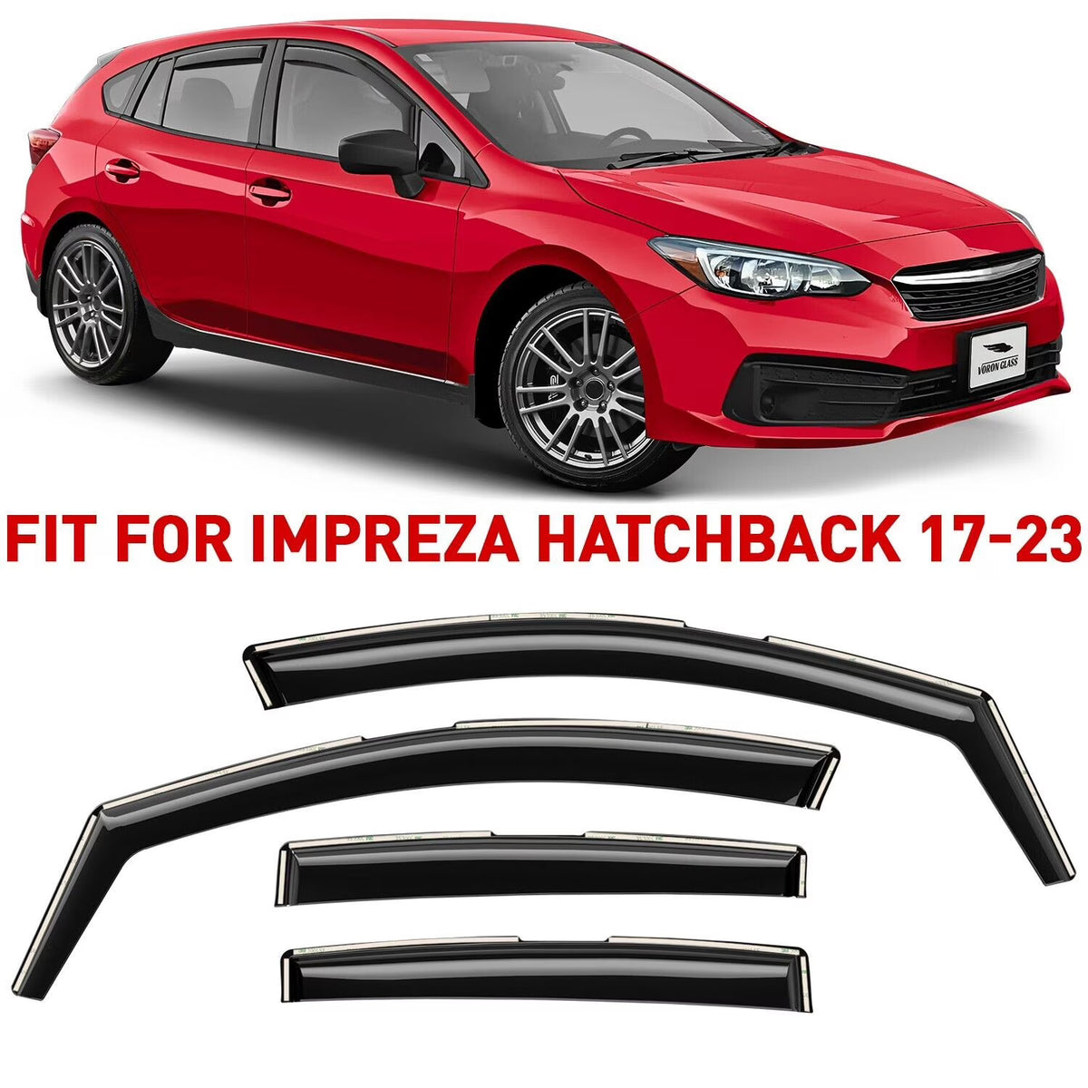 4 Pieces In-Channel Rain Guards for Subaru Impreza Hatchback S2814