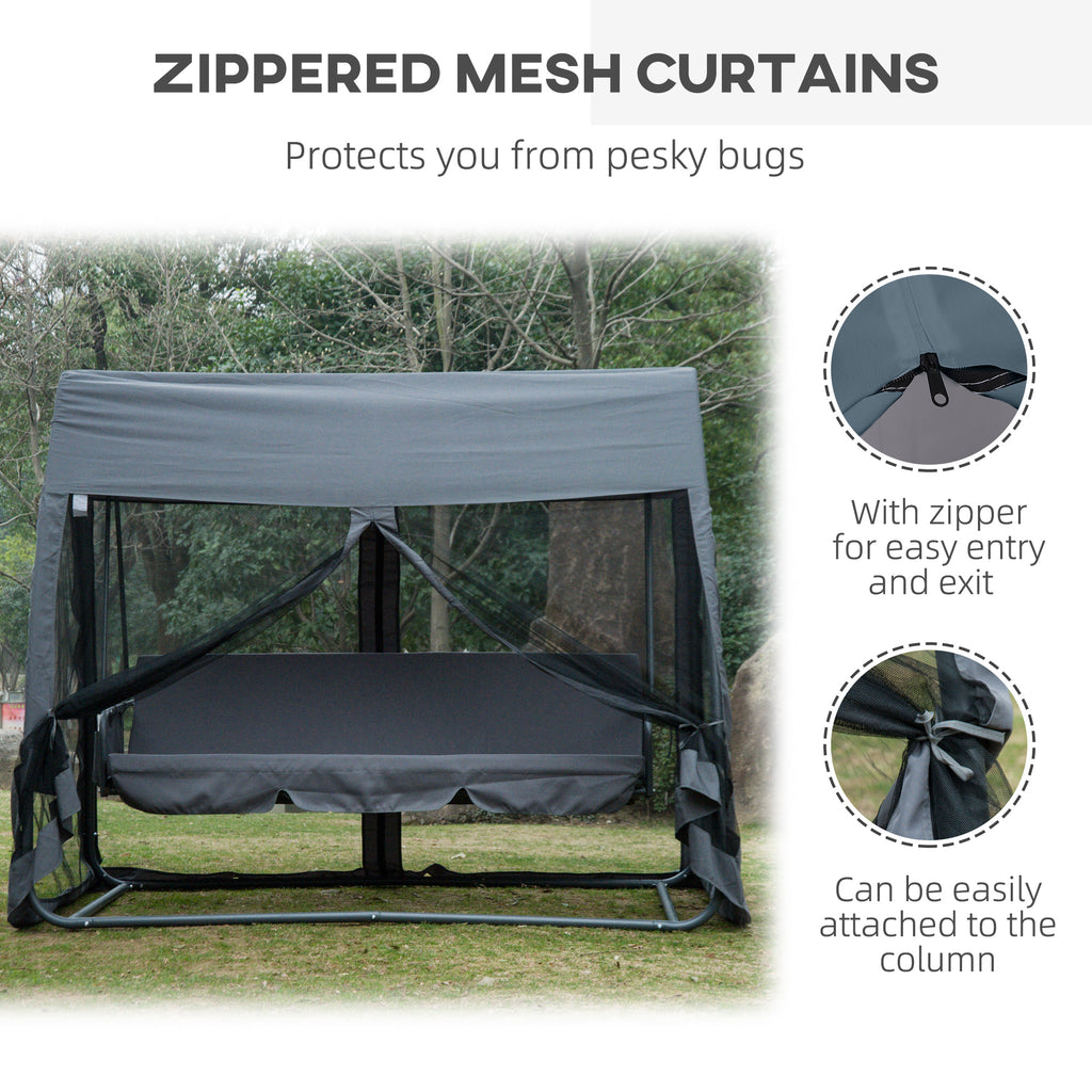 Gray 3-Seat Outdoor Swing Chair Bed C831