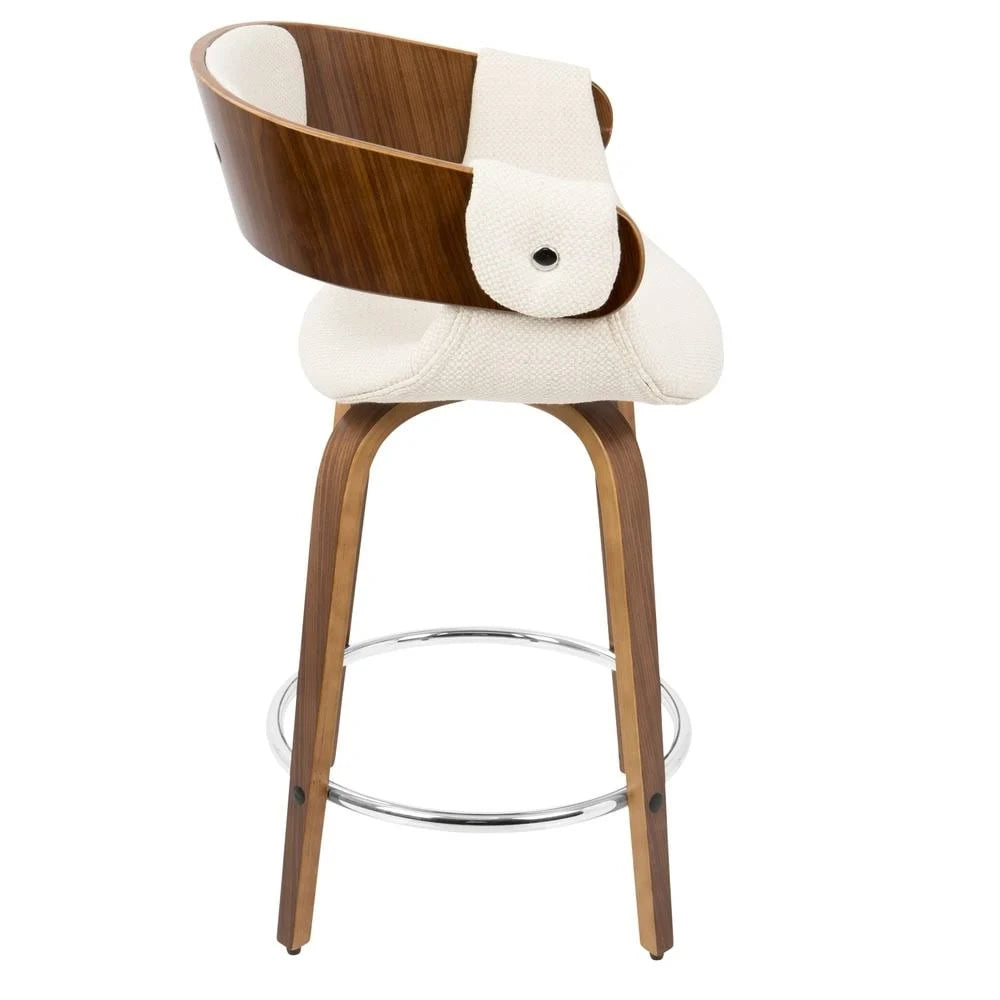 Set of 2 Counter Stool Cream Walnut C5695