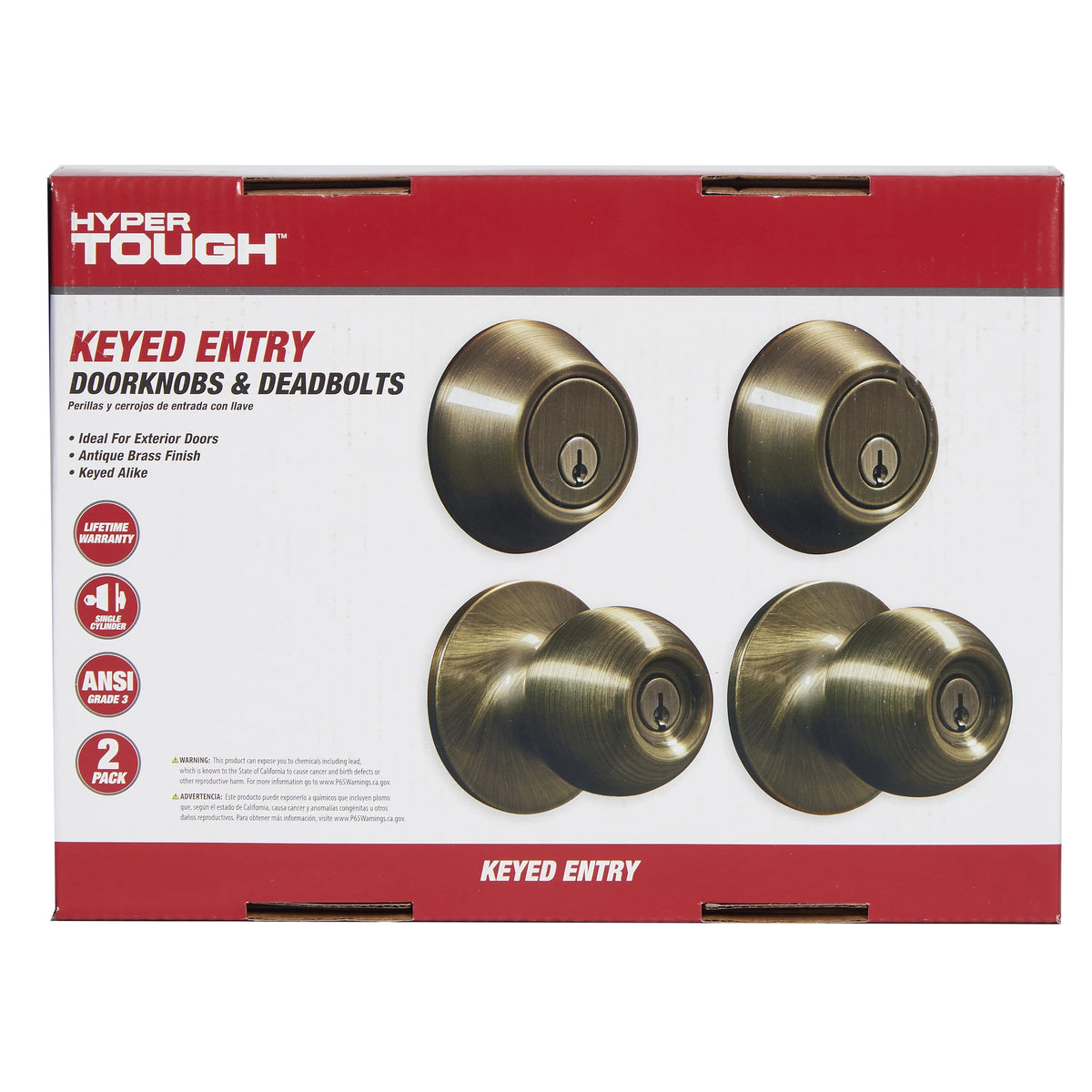 Keyed Entry Ball Doorknob and Deadbolt Combo in Oil-Rubbed Bronze, Twin Pack J73758