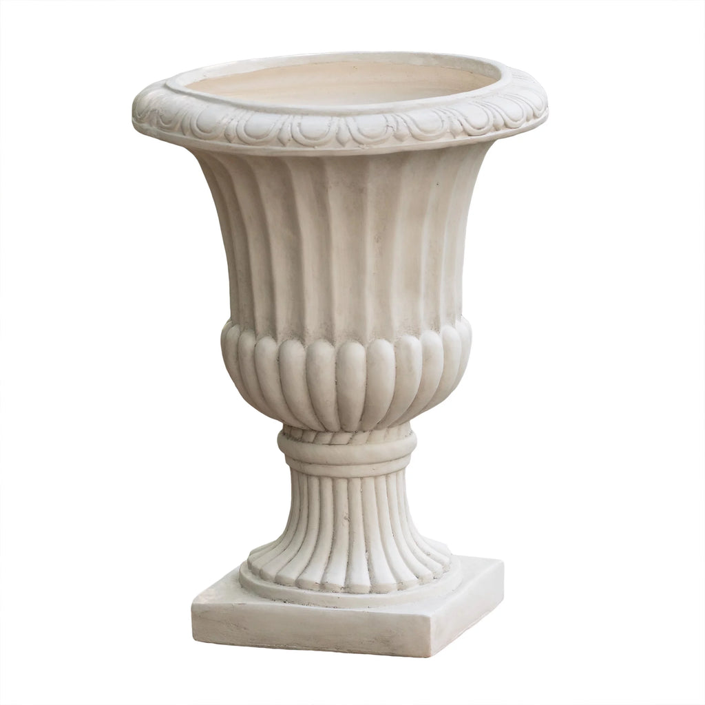 Antique White Concrete Urn Planter L393