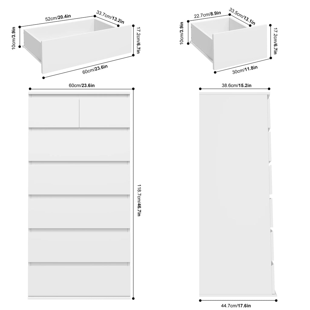 White 7 Drawer Dresser J684