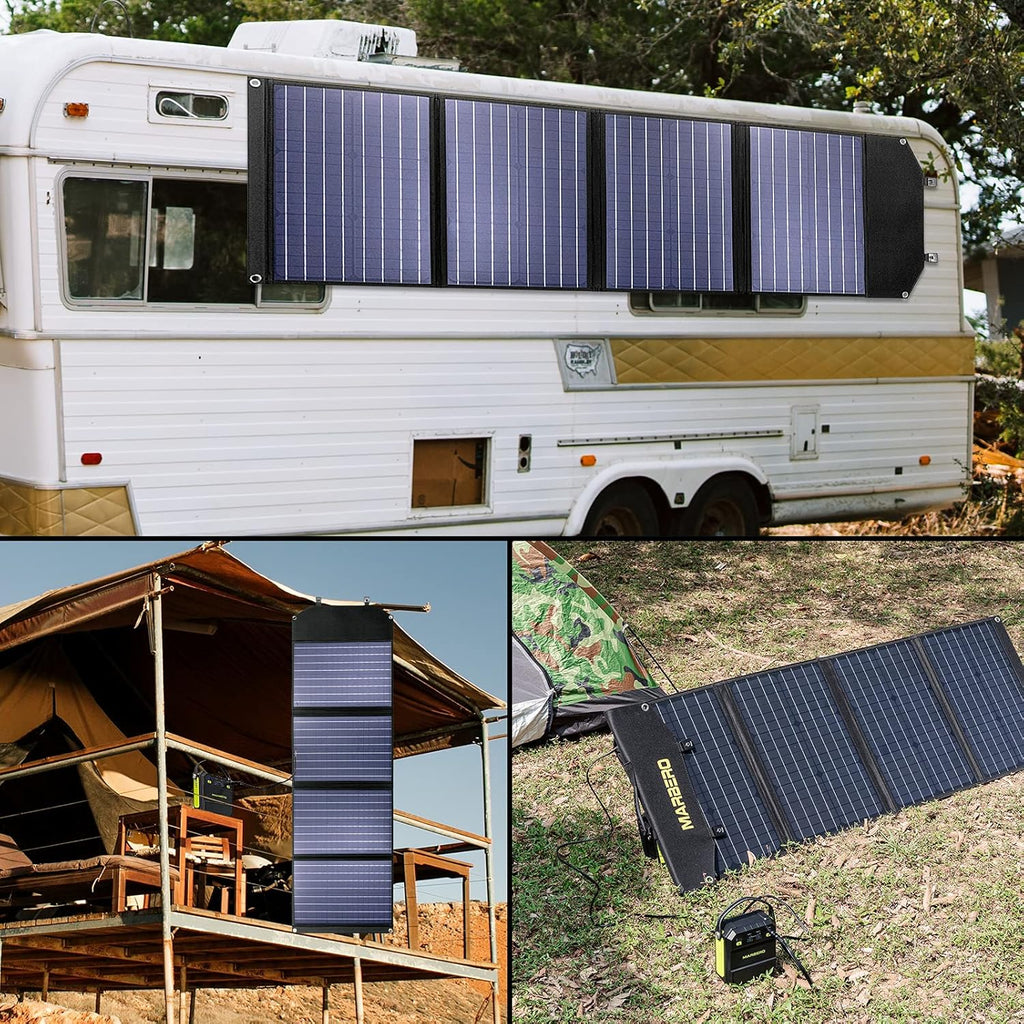 100W Foldable Solar Panel Kit with 18V DC Output, 3 USB Ports E550792