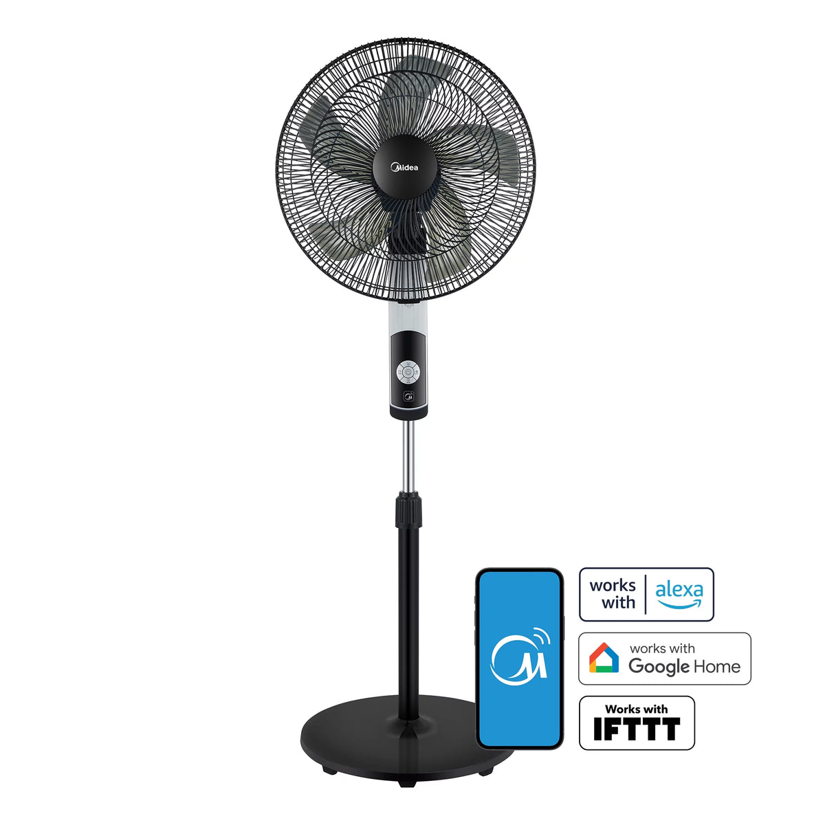 16-inch Smart Pedestal DC Fan with Wi-Fi, Black D595