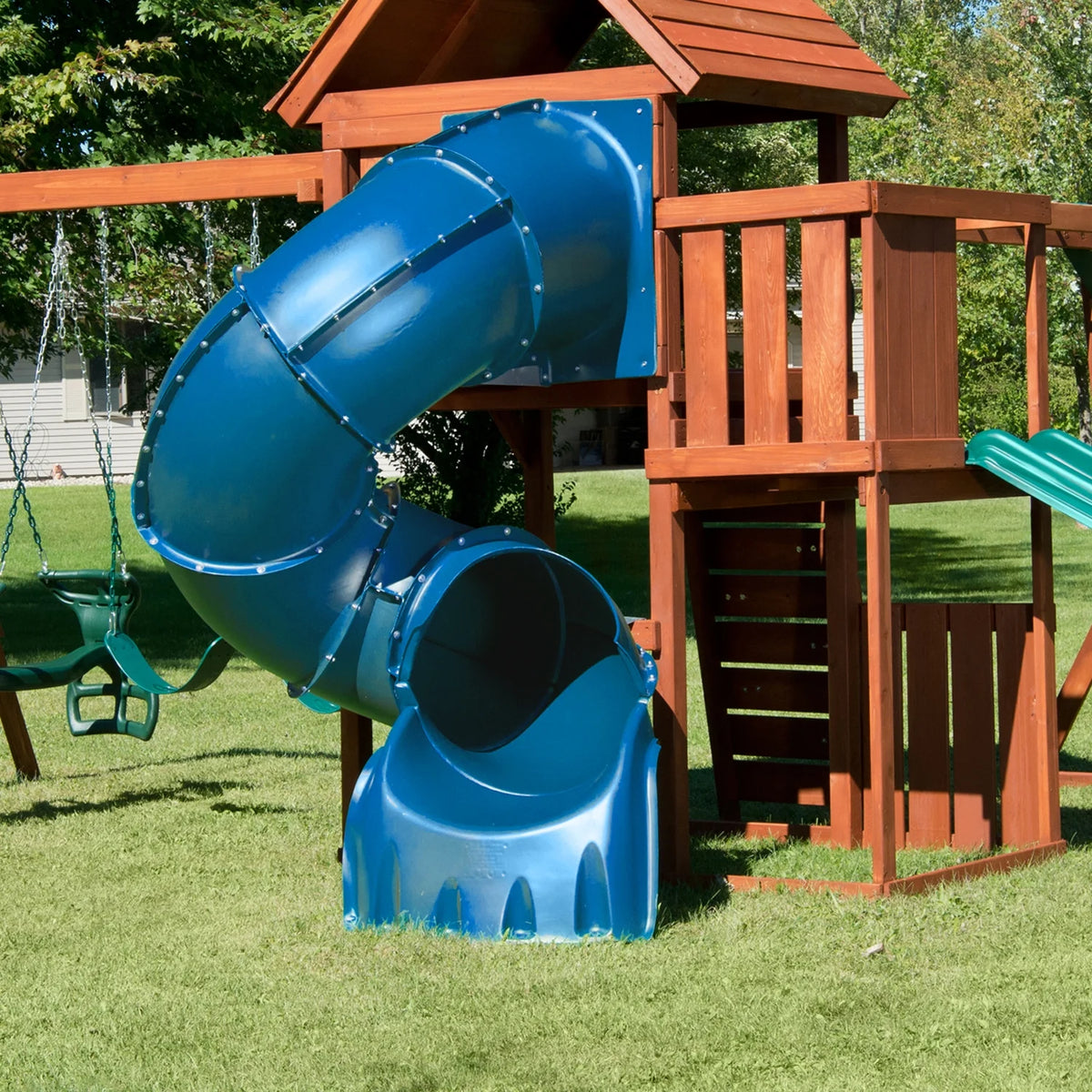 Blue Plastic Turbo Tube Slide for Backyard Swing Sets A790