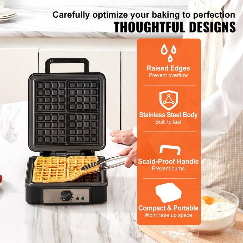 1200-Watts Non-Stick Stainless Steel Waffle Maker X6691