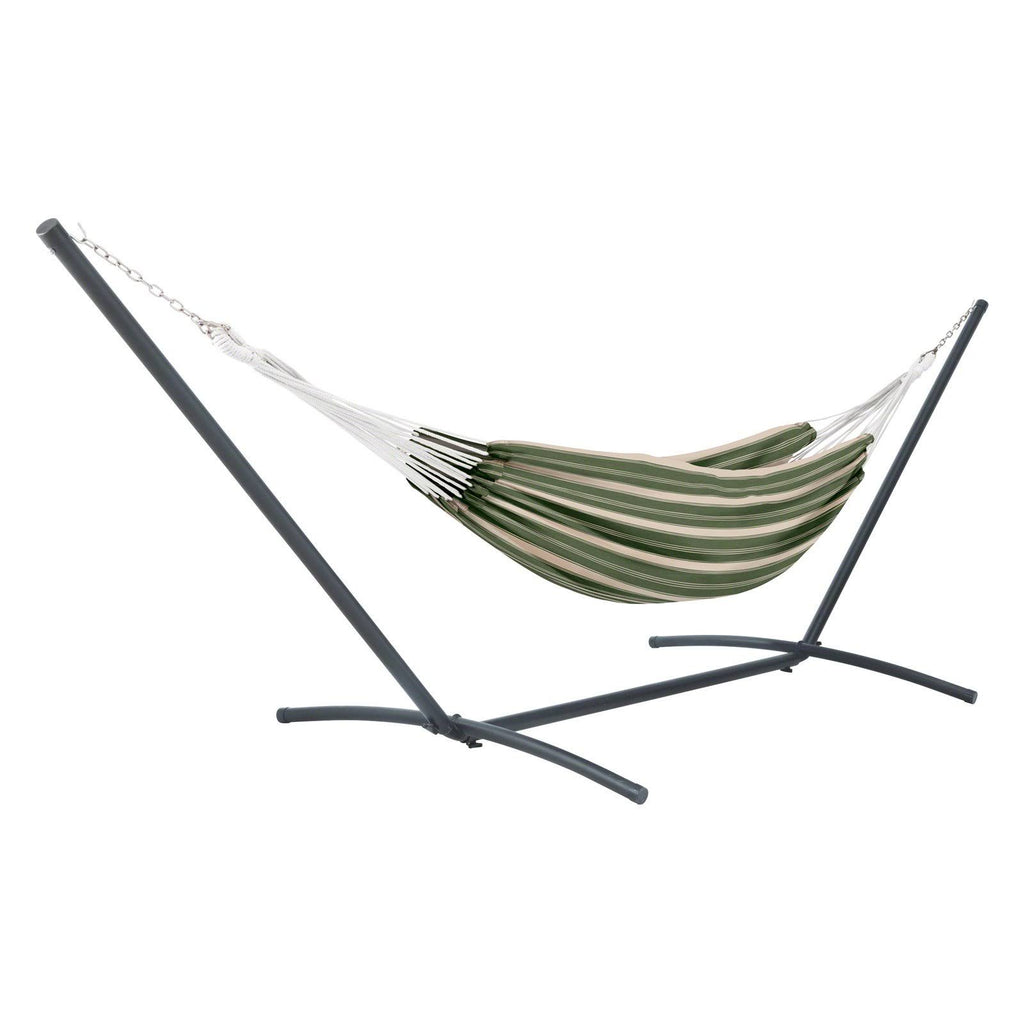 Heather Fern Green Stripe Hammock with Steel Stand O310007