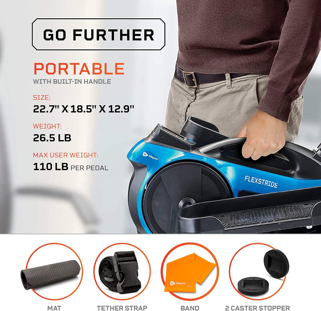 Blue Under Desk Elliptical Trainer with Adjustable Resistance G428191