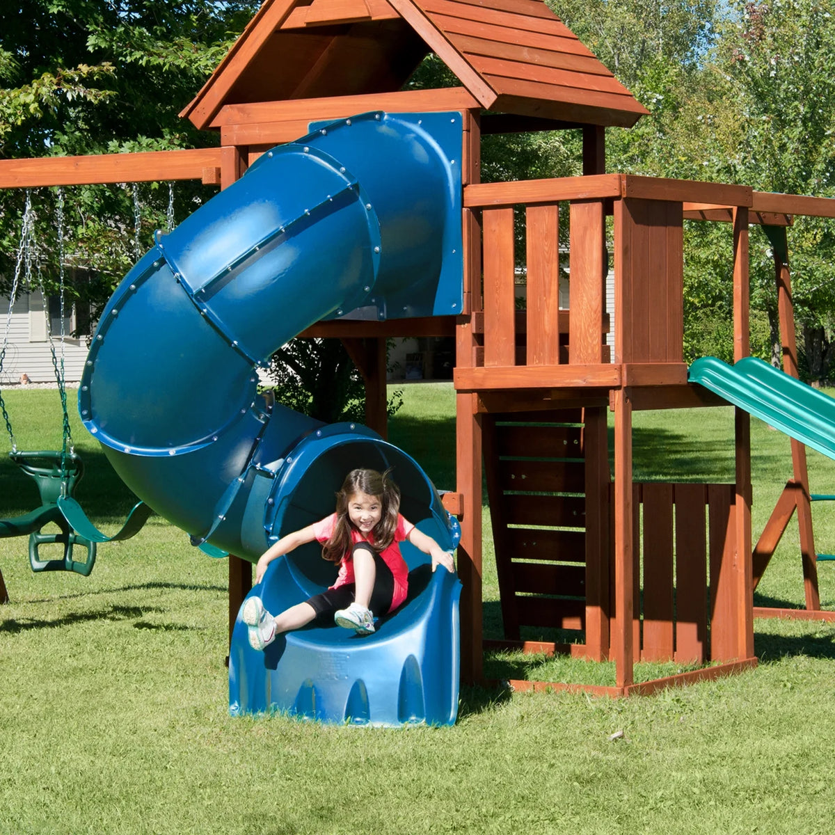 Blue Plastic Turbo Tube Slide for Backyard Swing Sets A790