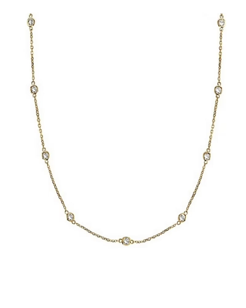 Gold-plated Sterling Silver Clear CZ Chain Necklace R2539