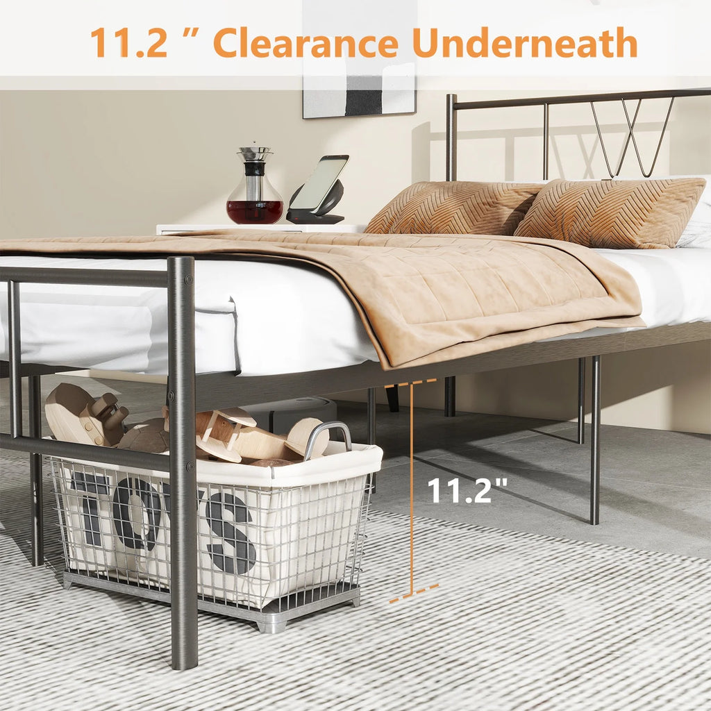 Twin Size Metal Platform Bed Frame with Headboard and Footboard K21273