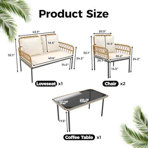 3 Piece All-Weather Wicker Patio Bistro Set with Cushions A31859