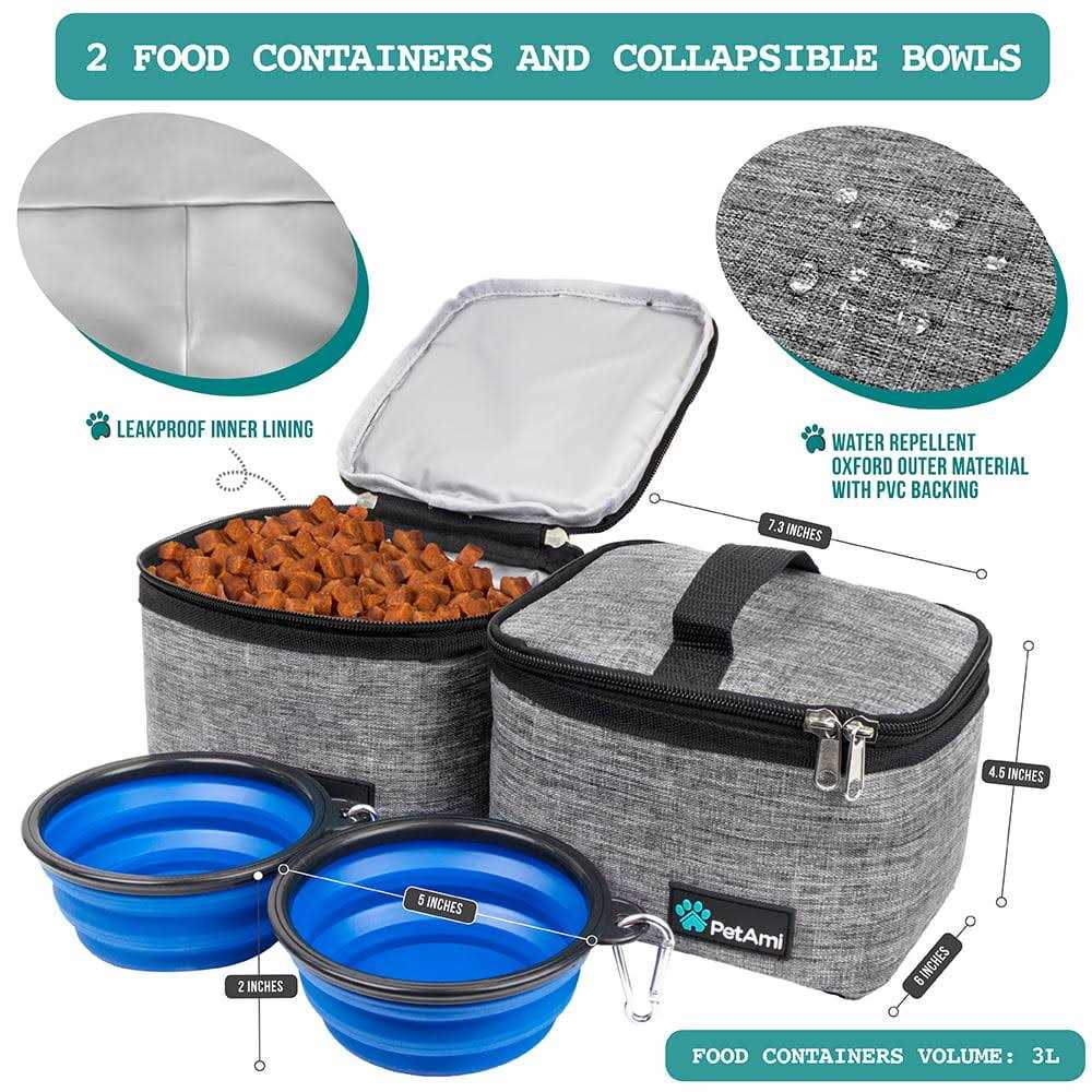 Dog Travel Bag with Food Container and Bowls J454