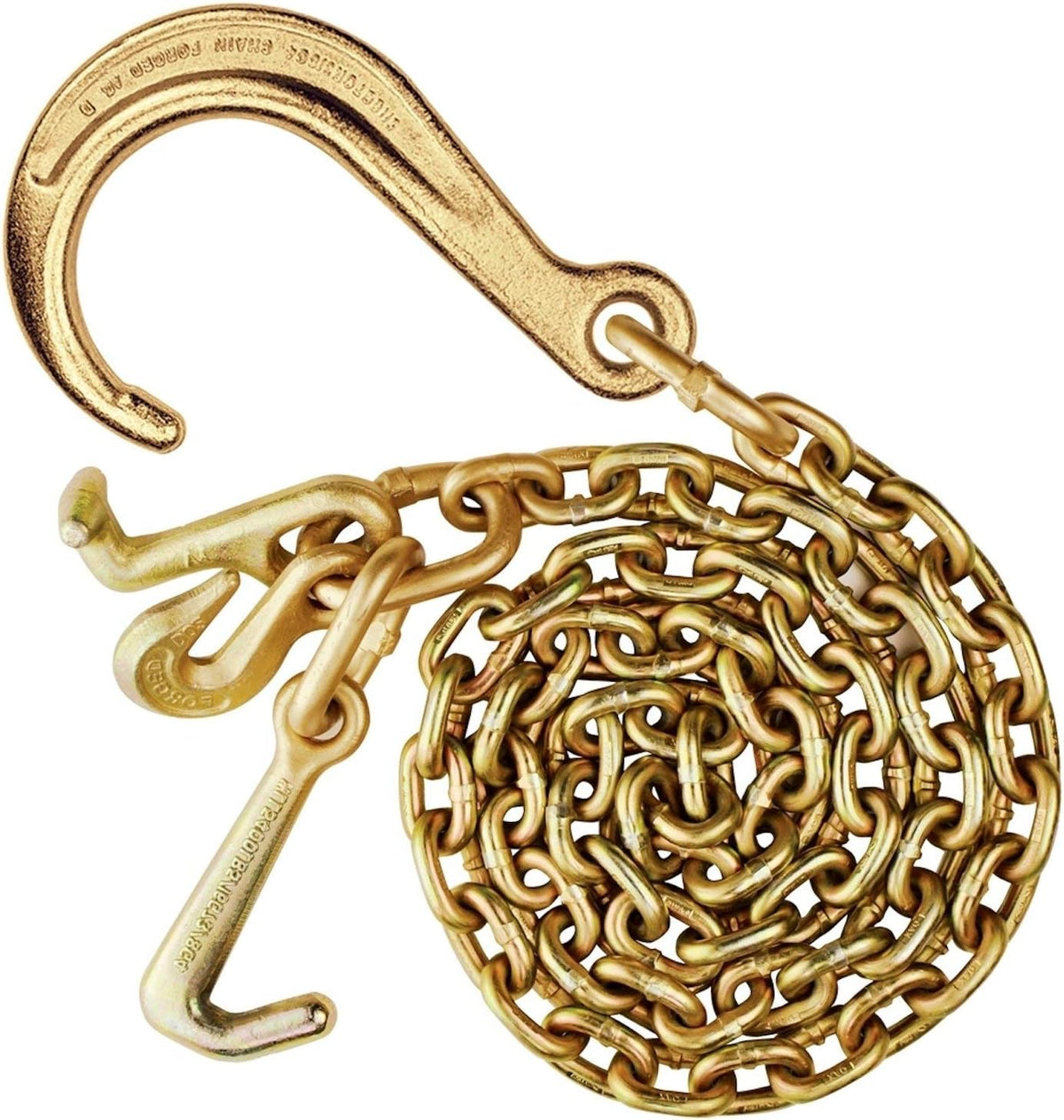 Tow Chain with 8 Inch Forged J Hook, Grade 70, 8 Foot, Pack of 2 D892