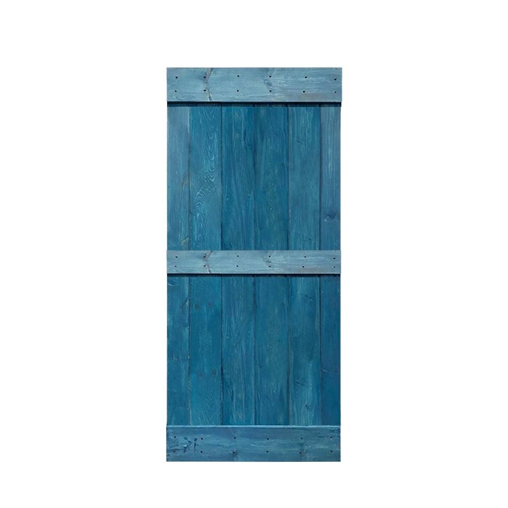 Solid Sage Green Stained Pine Wood Interior Sliding Barn Door Slab K56598
