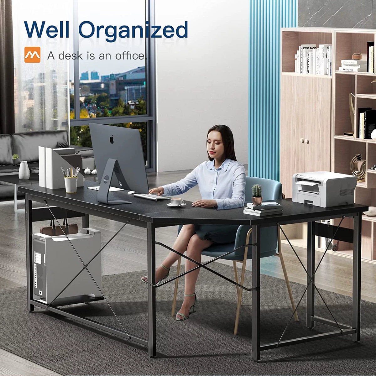 66" L Shaped Black Gaming Desk M152722