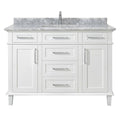 White Vanity with Carrara Marble Top with White Sinks P579862