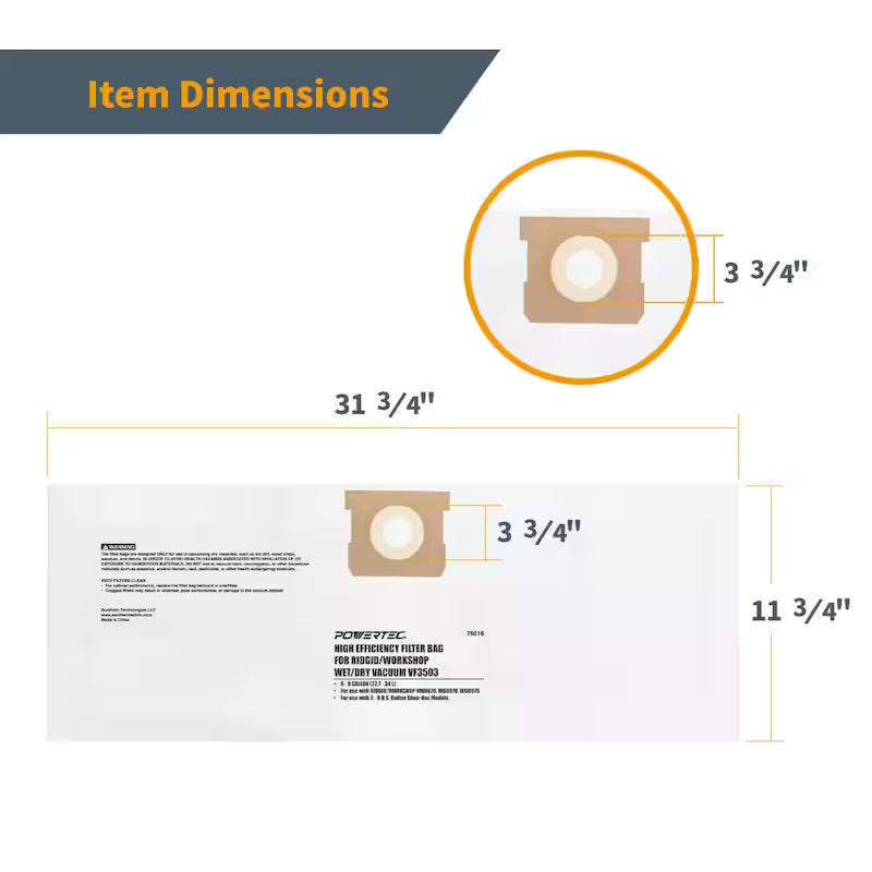 6-9 Gal. Shop Vacuum Bag 6PK Q14702