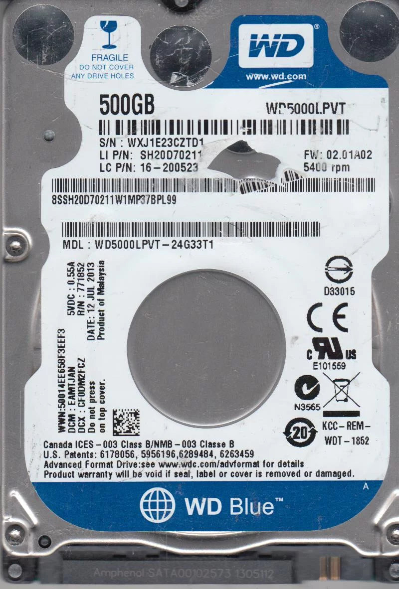 500GB SATA 2.5 Hard Drive D82085