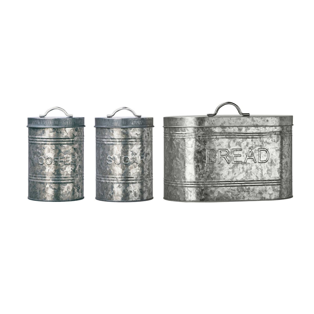 Galvanized Metal Storage Canisters, Set of 3 B8792