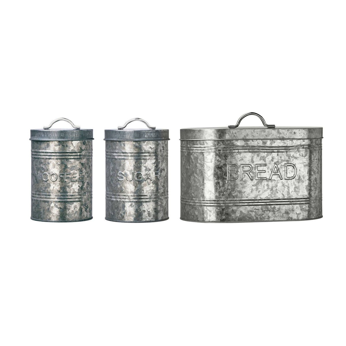 Galvanized Metal Storage Canisters, Set of 3 B8792