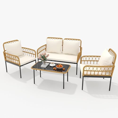 3 Piece All-Weather Wicker Patio Bistro Set with Cushions A31859