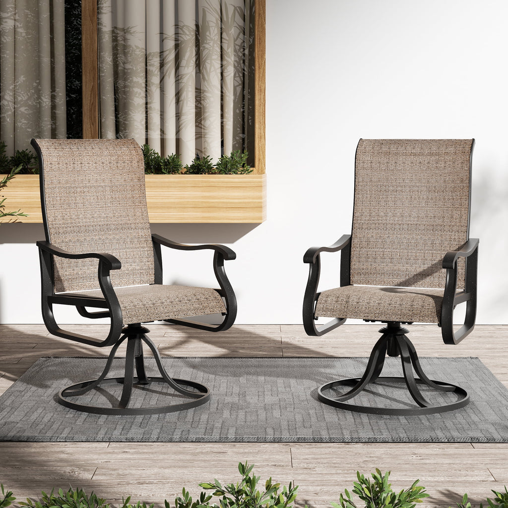 Khaki Swivel Outdoor Chairs Set of 2 G69548